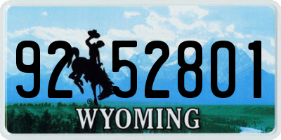 WY license plate 9252801