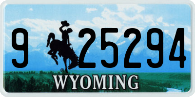 WY license plate 925294