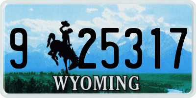 WY license plate 925317