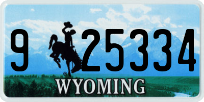 WY license plate 925334