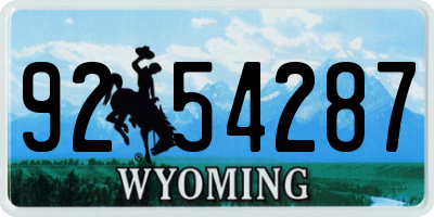 WY license plate 9254287