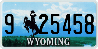 WY license plate 925458