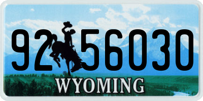 WY license plate 9256030