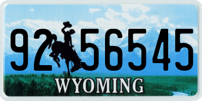 WY license plate 9256545