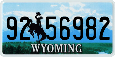 WY license plate 9256982