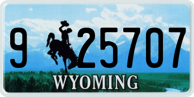 WY license plate 925707