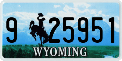 WY license plate 925951