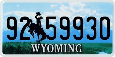 WY license plate 9259930