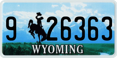 WY license plate 926363