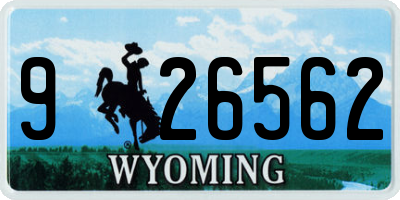 WY license plate 926562