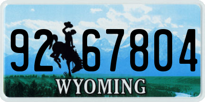 WY license plate 9267804
