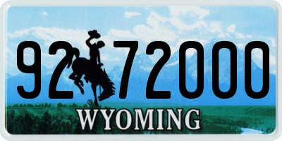 WY license plate 9272000