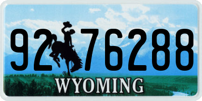 WY license plate 9276288
