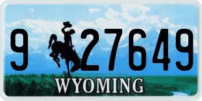 WY license plate 927649