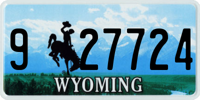 WY license plate 927724