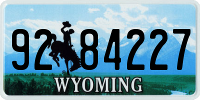 WY license plate 9284227