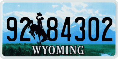 WY license plate 9284302