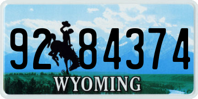 WY license plate 9284374