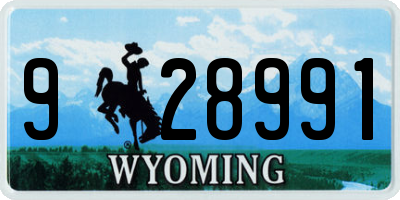 WY license plate 928991