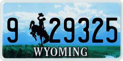WY license plate 929325