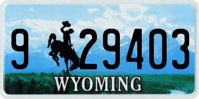 WY license plate 929403