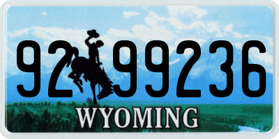 WY license plate 9299236