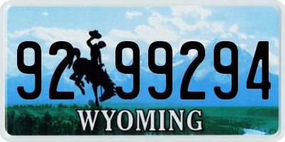 WY license plate 9299294