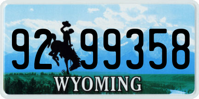 WY license plate 9299358