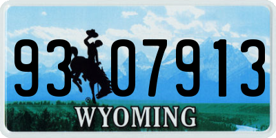 WY license plate 9307913