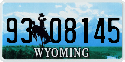 WY license plate 9308145