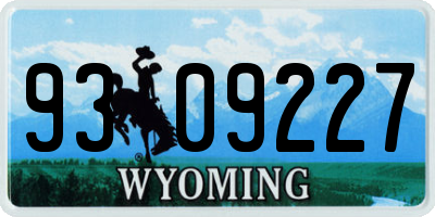 WY license plate 9309227
