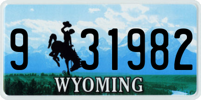 WY license plate 931982