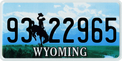 WY license plate 9322965