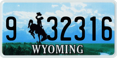 WY license plate 932316