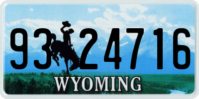 WY license plate 9324716