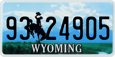 WY license plate 9324905
