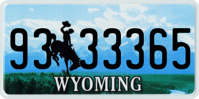 WY license plate 9333365