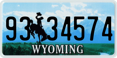WY license plate 9334574