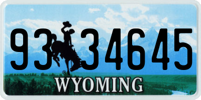 WY license plate 9334645