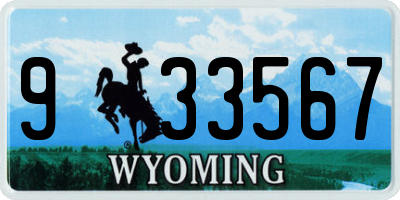 WY license plate 933567