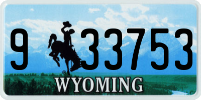 WY license plate 933753