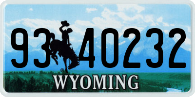 WY license plate 9340232