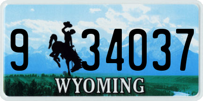 WY license plate 934037