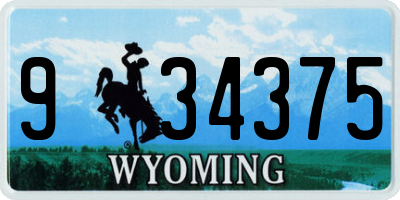 WY license plate 934375
