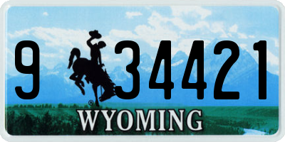WY license plate 934421