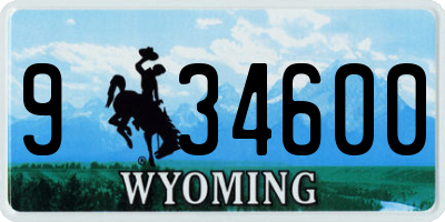WY license plate 934600