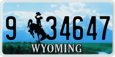 WY license plate 934647