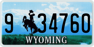 WY license plate 934760