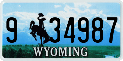 WY license plate 934987