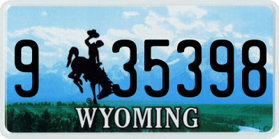 WY license plate 935398